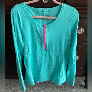 Lilly Pulitzer Luxletic Kona Sun Guard Swim Top Quarter Zip Size Large
